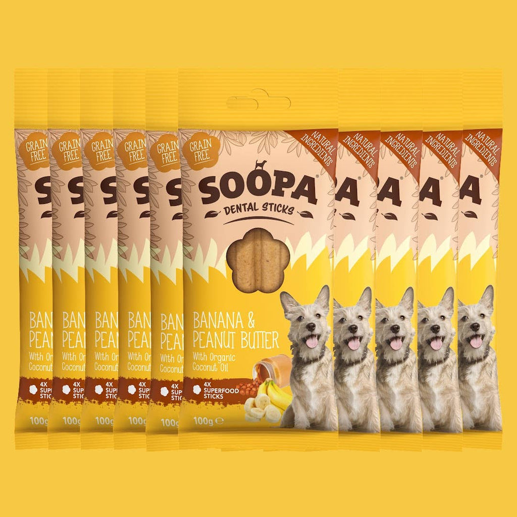 Bâtonnets dentaires - banane et beurre de cacahuète