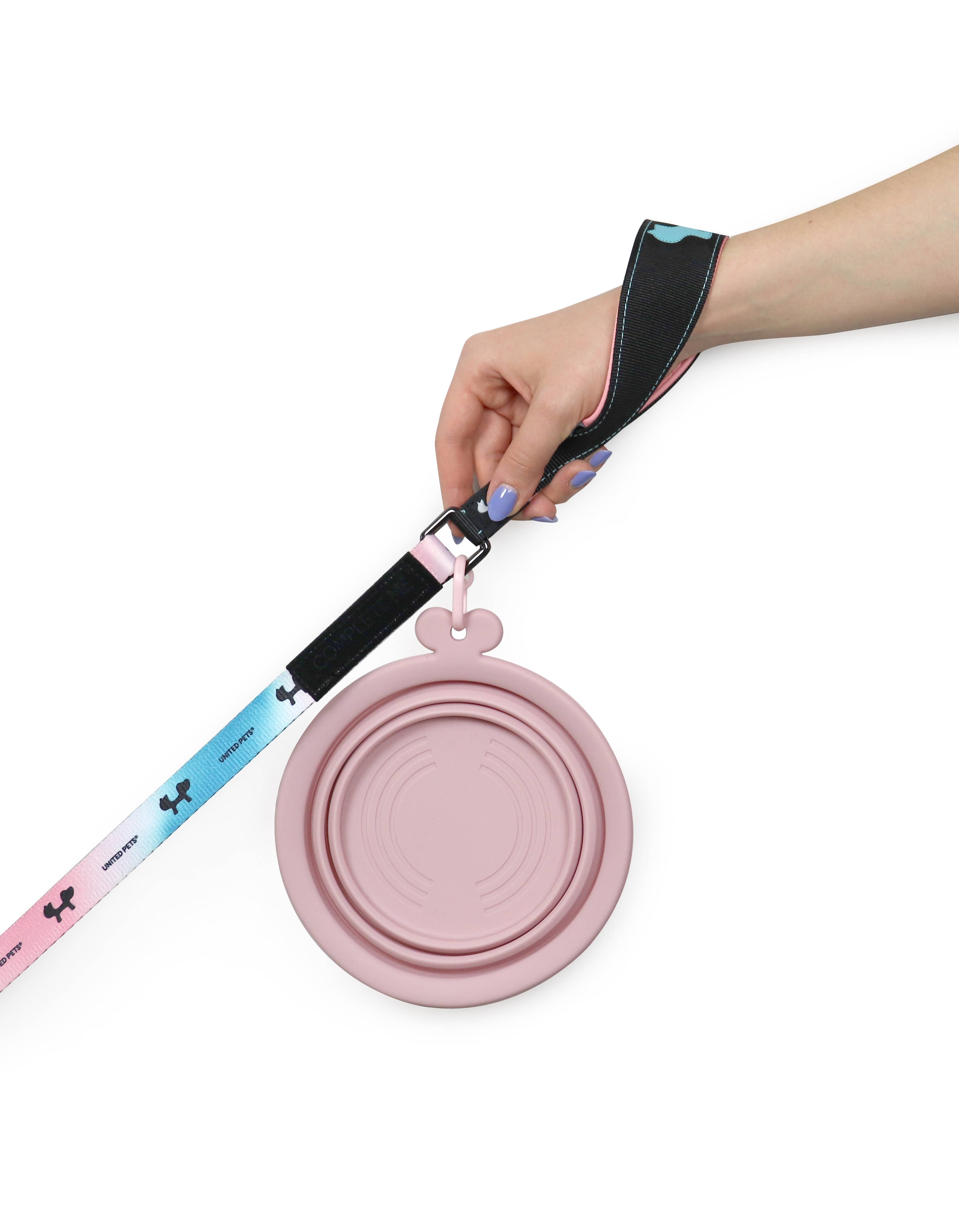 Bol de voyage pliable en silicone rose de 750 ml